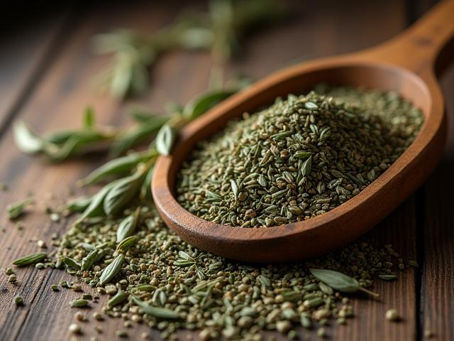 A rustic collection of dried Bulgarian herbs used in cosmetic formulations