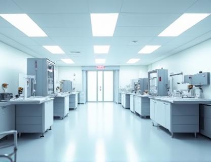 Clean lab environment with equipment for natural cosmetic manufacturing