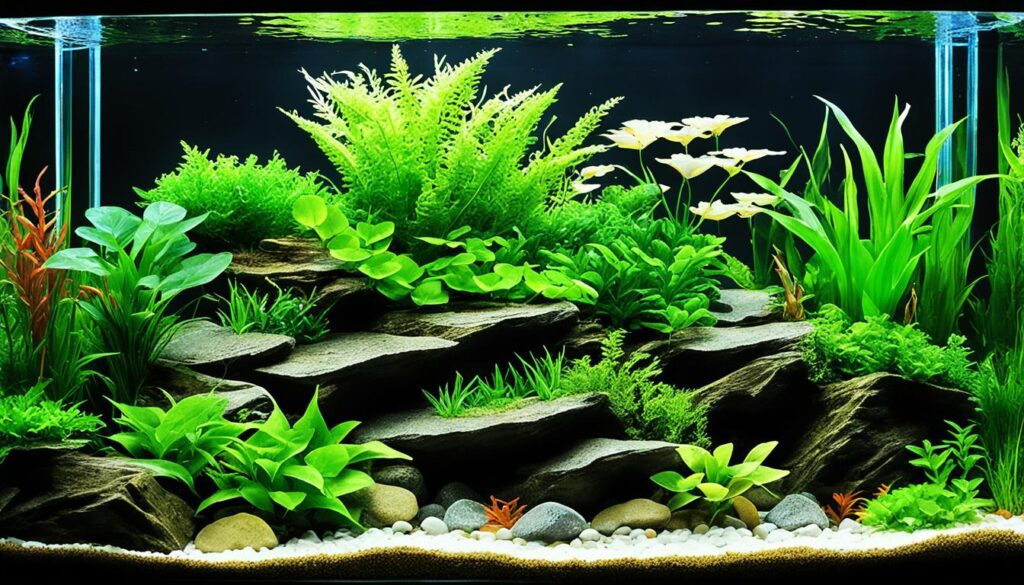 Aquarium with lush live plants