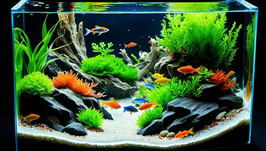 Gravel substrate in aquariums