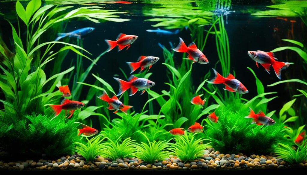 Neon and Ember Tetras