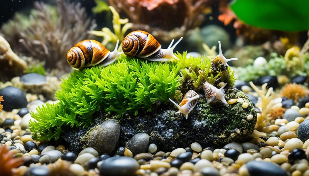 Snails in an aquarium