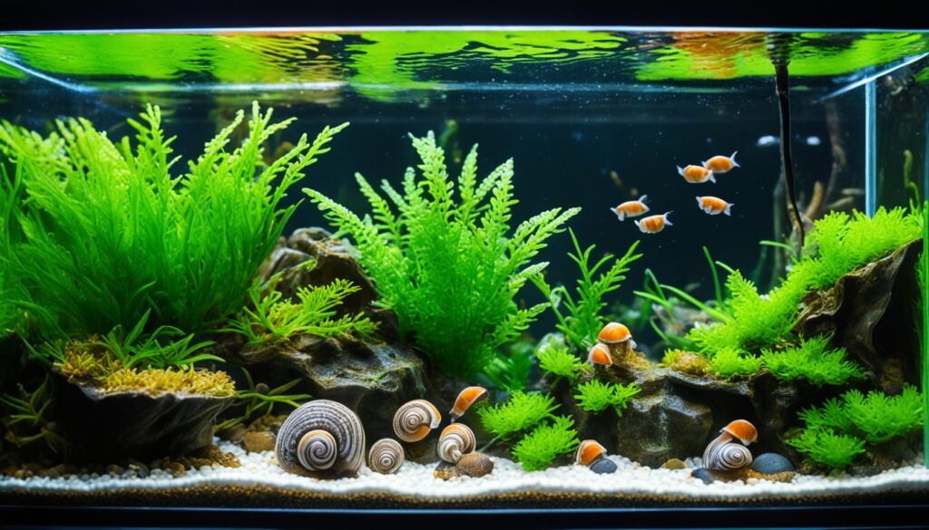 ramshorn snails in aquarium