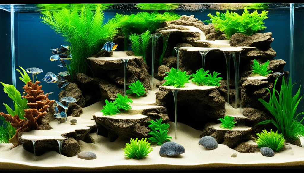 sand waterfall aquarium design